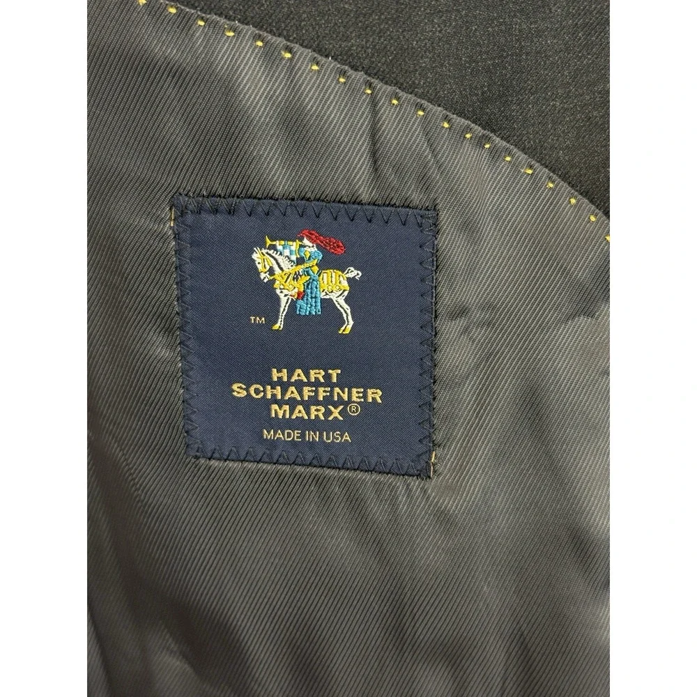 Hart Schaffner Marx‎ Mens Blazer Sport coat Jacket 40S Dark Gray Worsted Wool